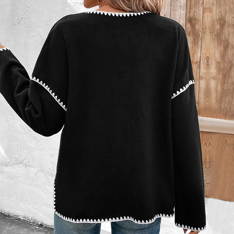 Women's Pocket Cardigan - black, back view