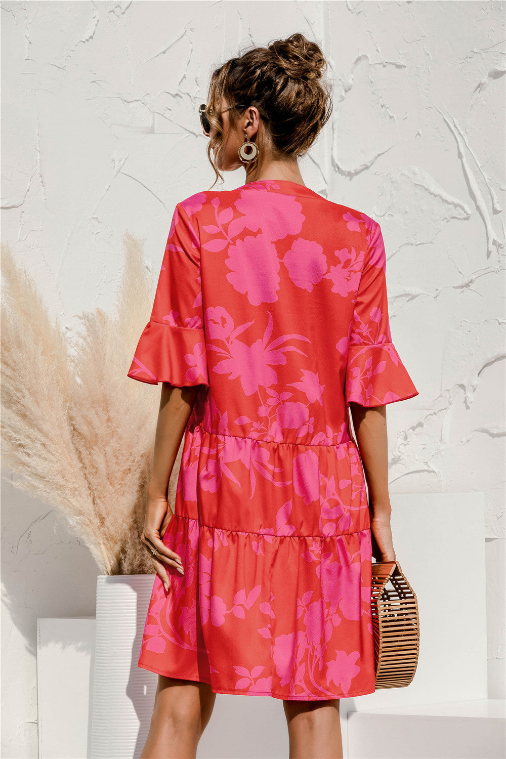 Frill Sleeve Tiered Midi Dress