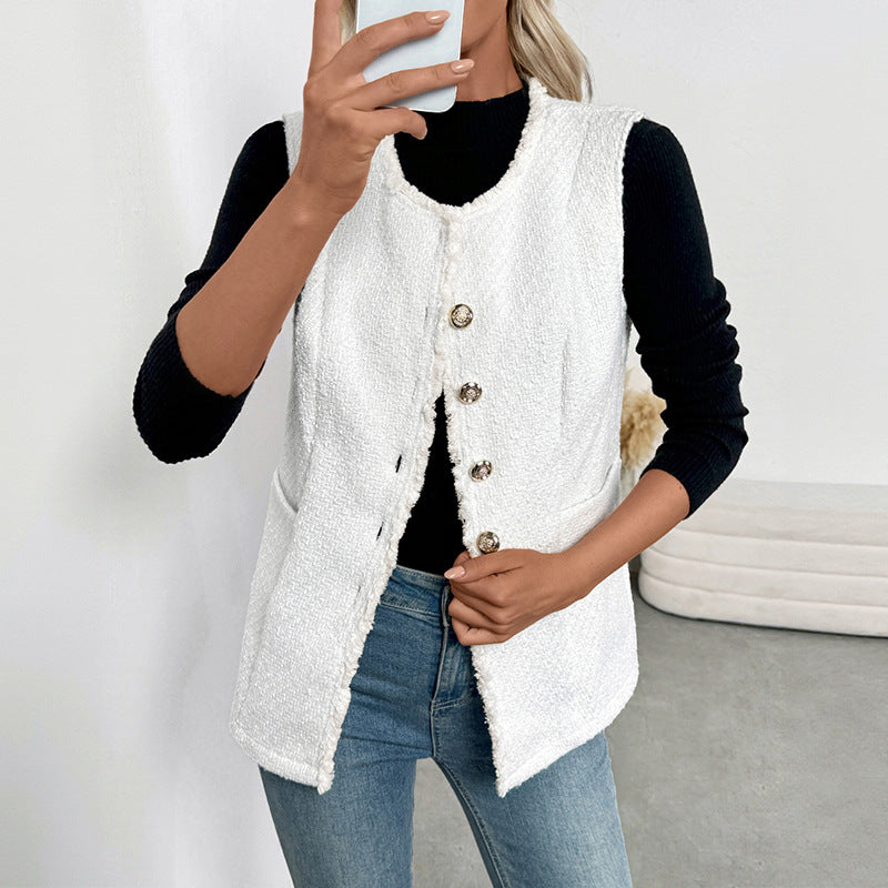 Women's Button Waistcoat - front view