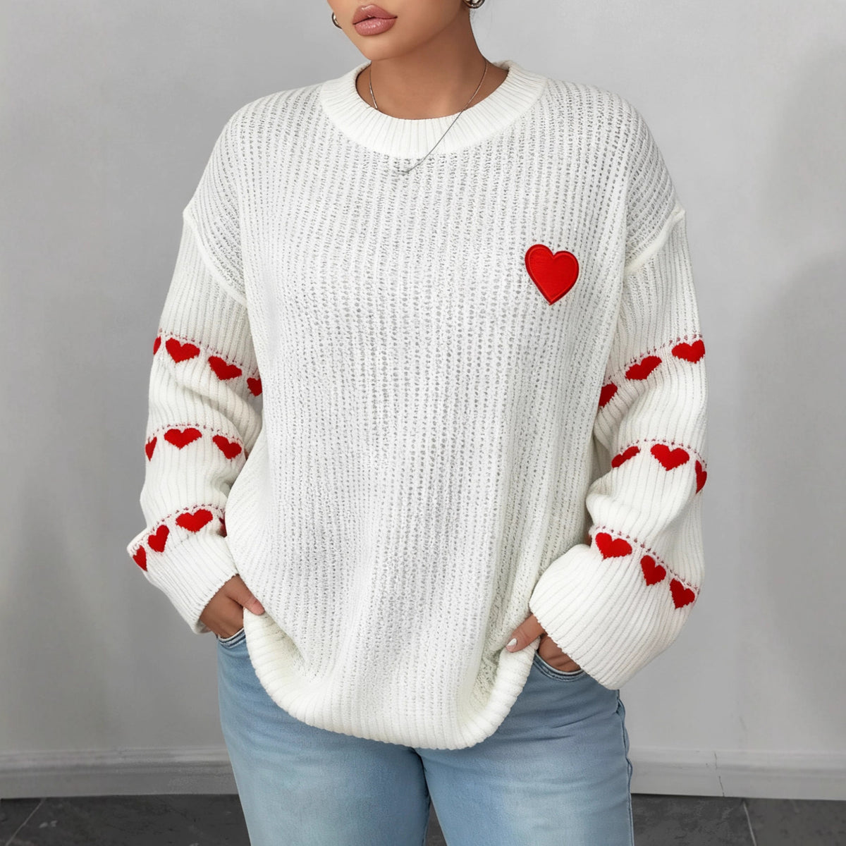 Women's Heart Sleeve Jumper in White