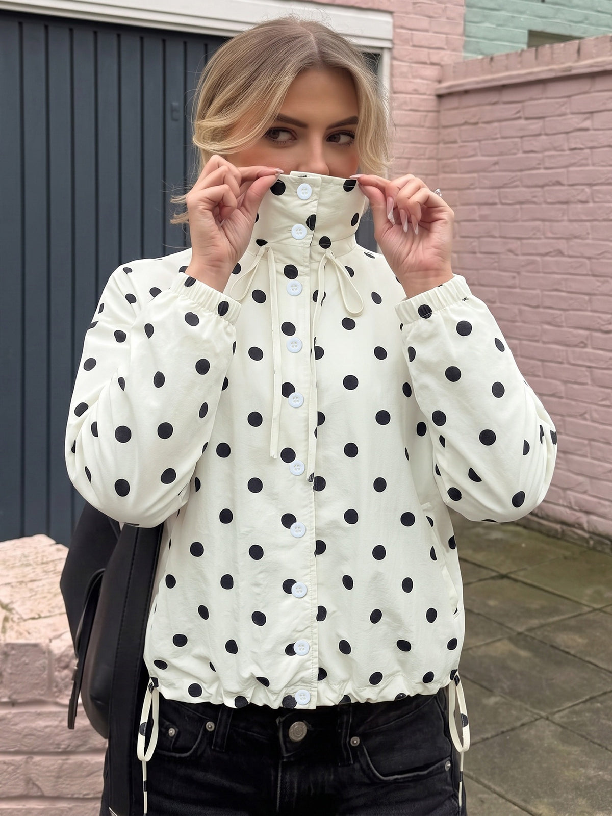 Women's Polka Dot Windbreaker Jacket