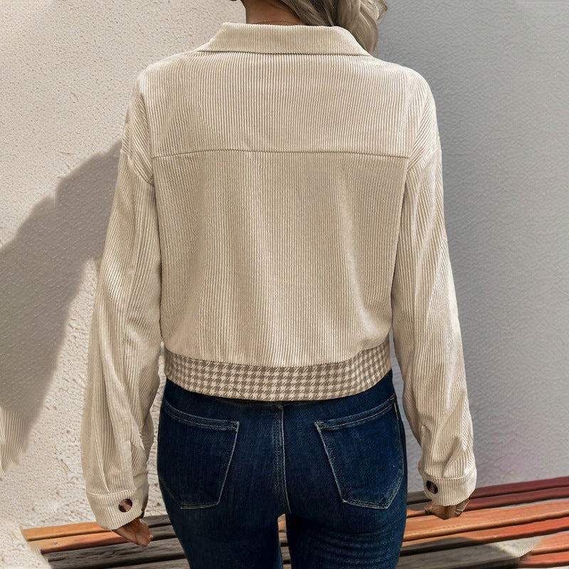 Women's Houndstooth Cropped Jacket - back view