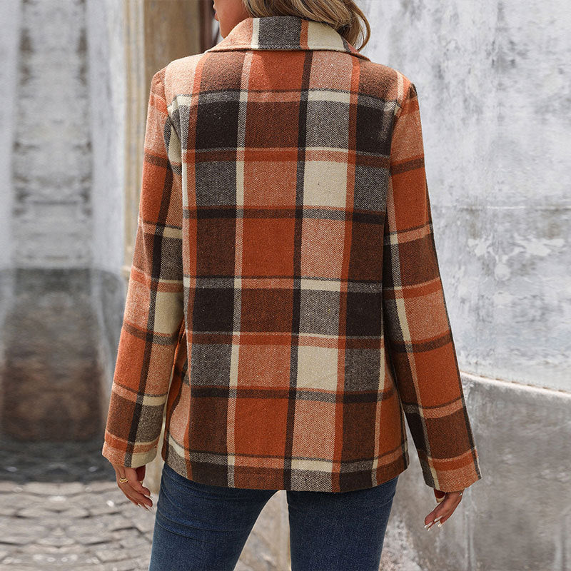 Women's Checked Blazer - back view