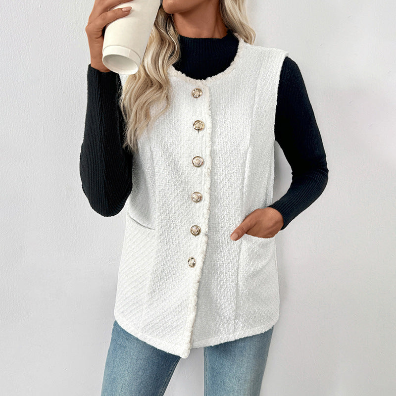 Women's Button Waistcoat - front view