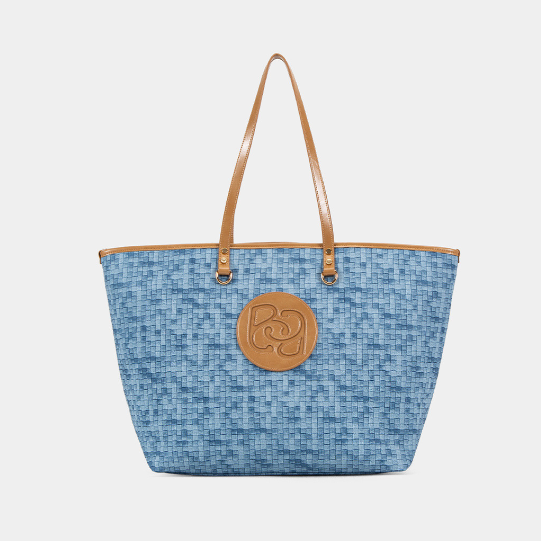 The Bagco - Woven Tote Bag with Leather Trim