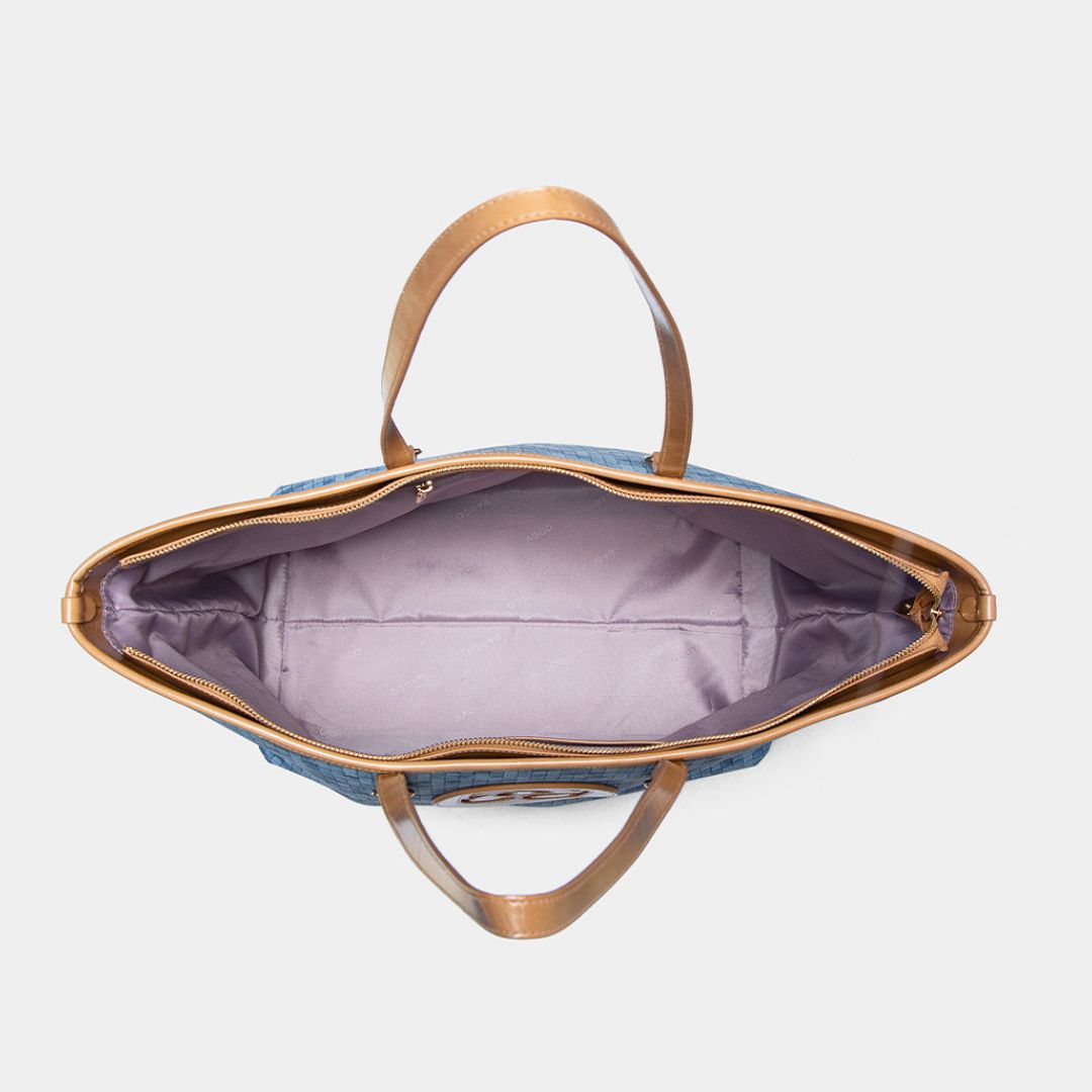 The Bagco - Woven Tote Bag with Leather Trim