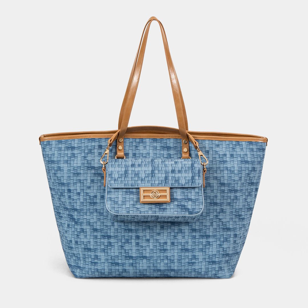 The Bagco - Woven Tote Bag with Leather Trim