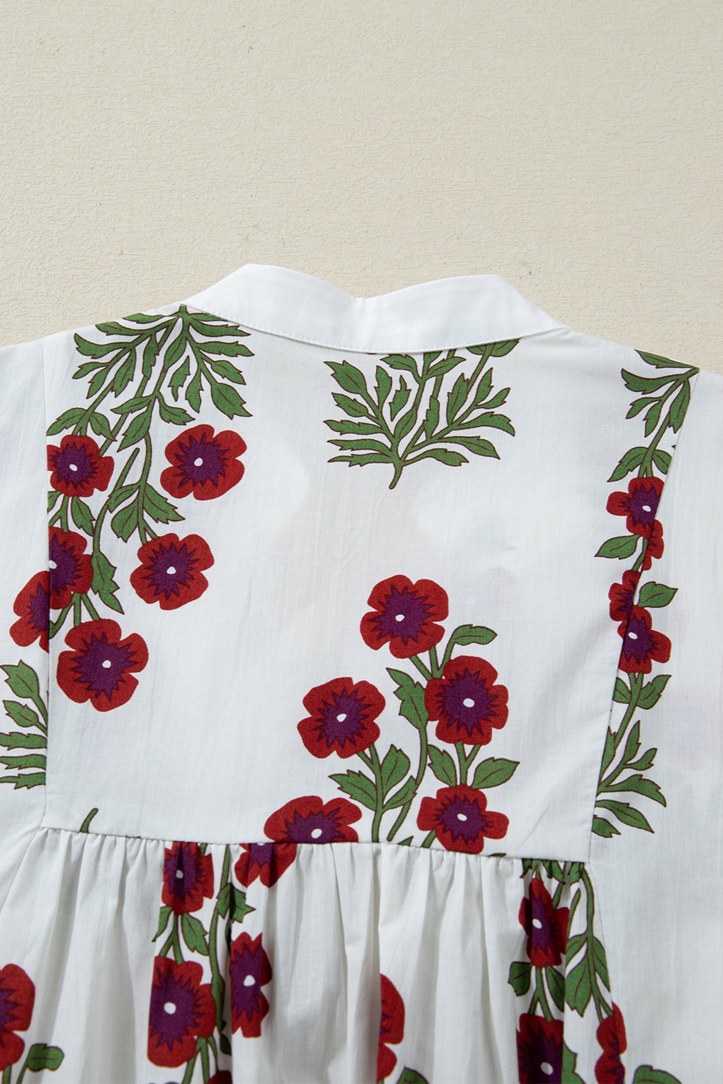 Women's White Floral V Neck Summer Mini Dress