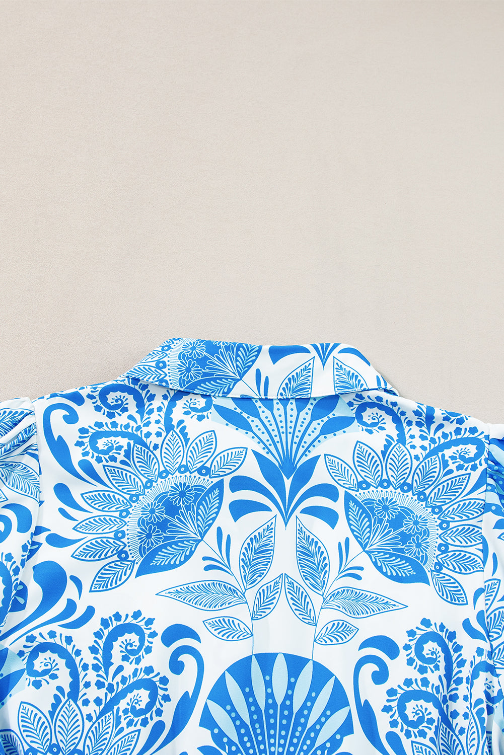Women's Blue Retro Floral Print Waist Ruffled Summer Mini Dress