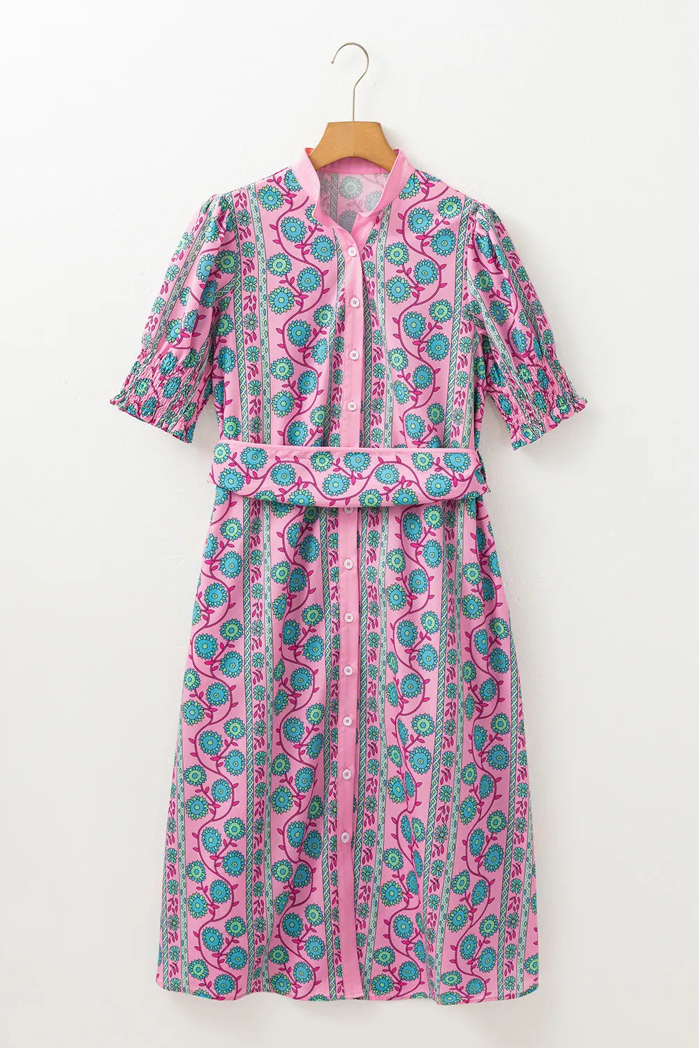 Boho Bloom Button-Down Midi Dress