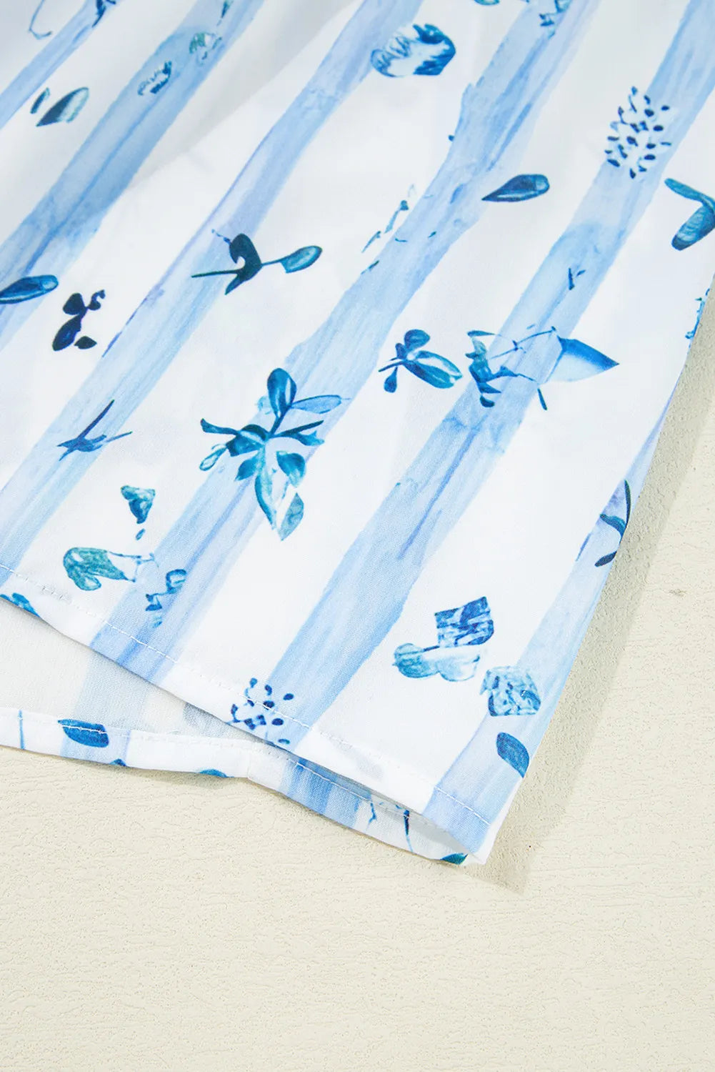 Sky Blue Floral Smocked Maxi Dress with Tie Straps