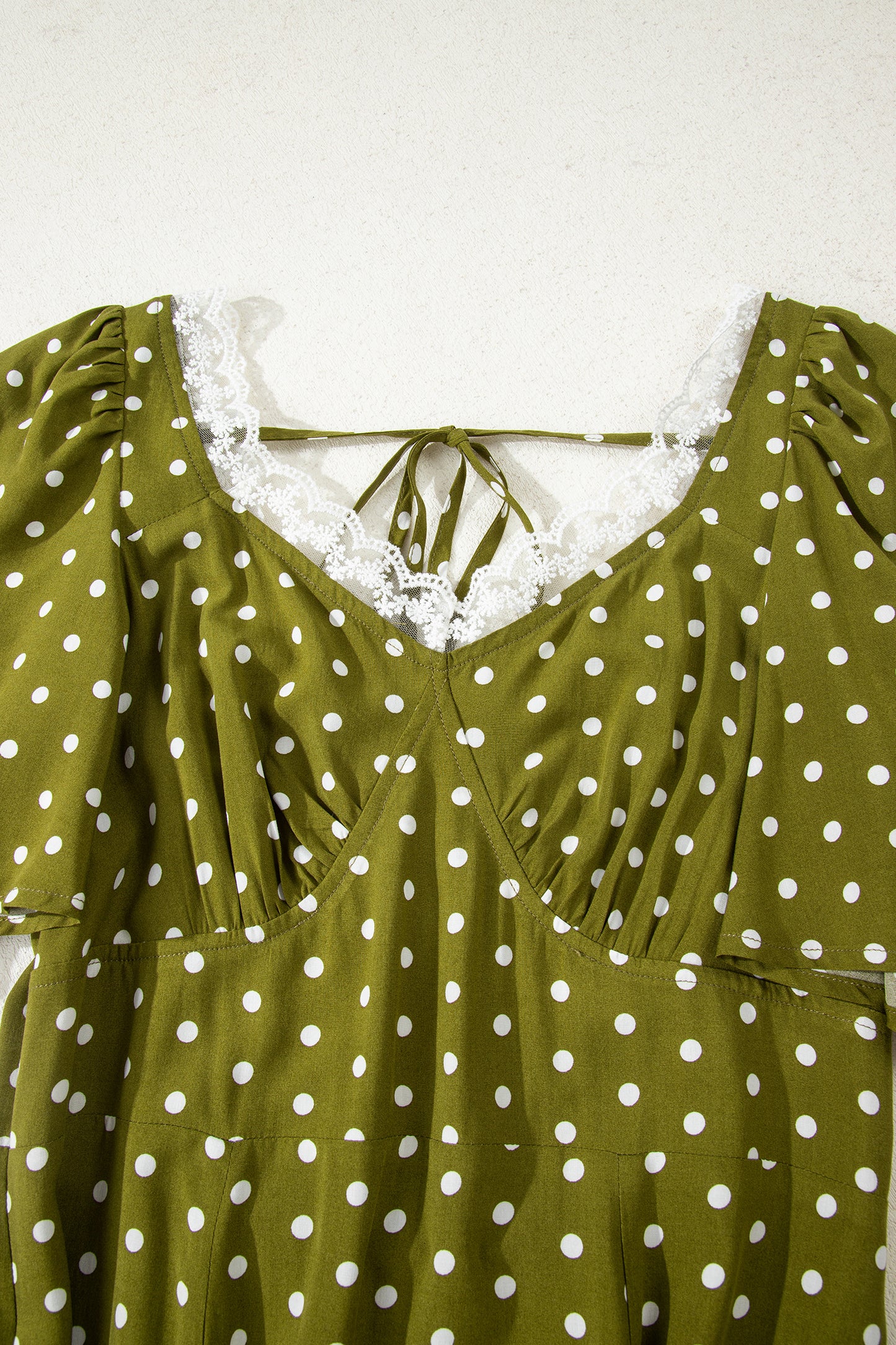 Women's Green Polka Dot High Waist Summer Maxi Dress