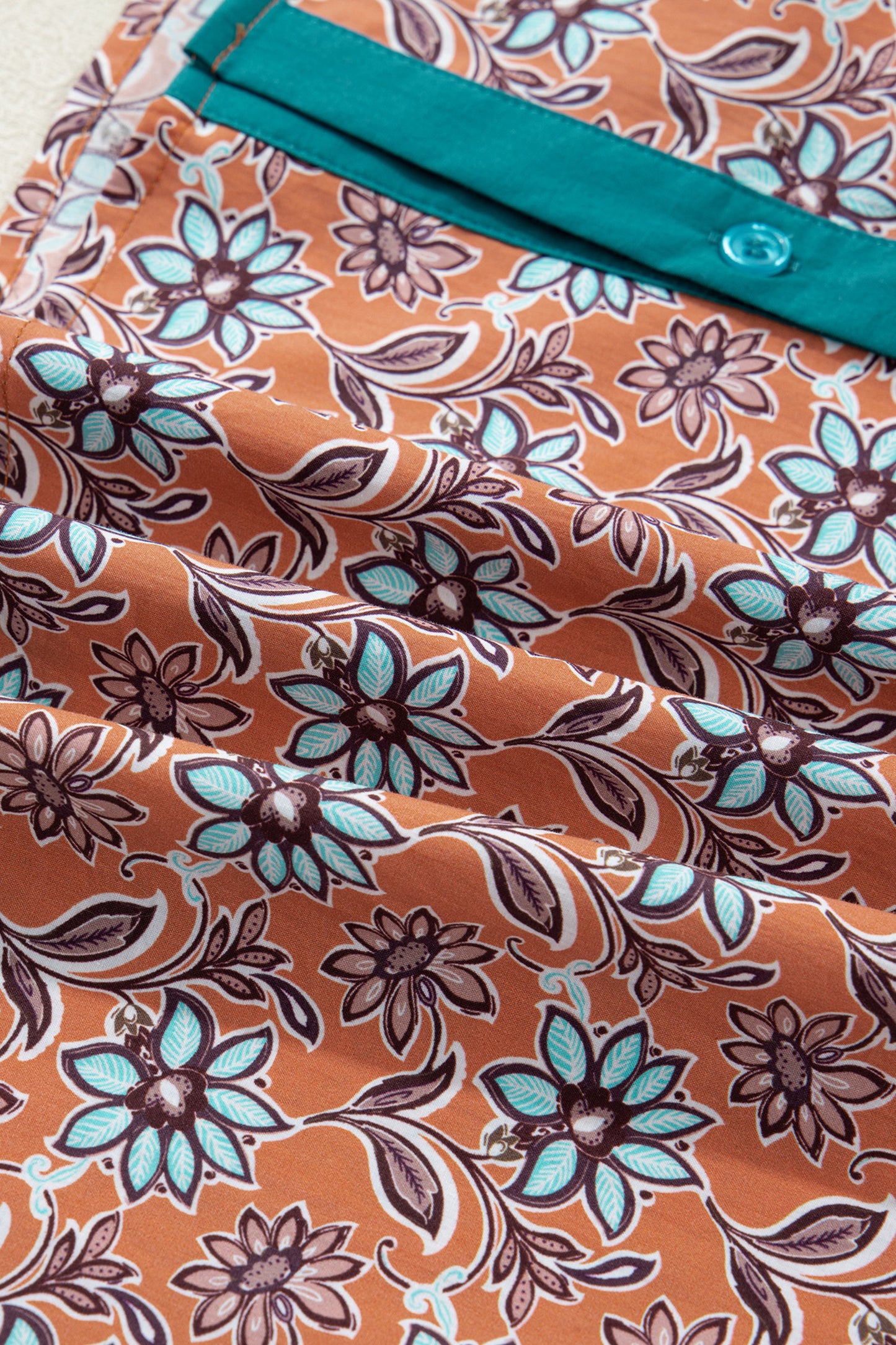 Women's Orange Boho Floral Summer Mini Dress