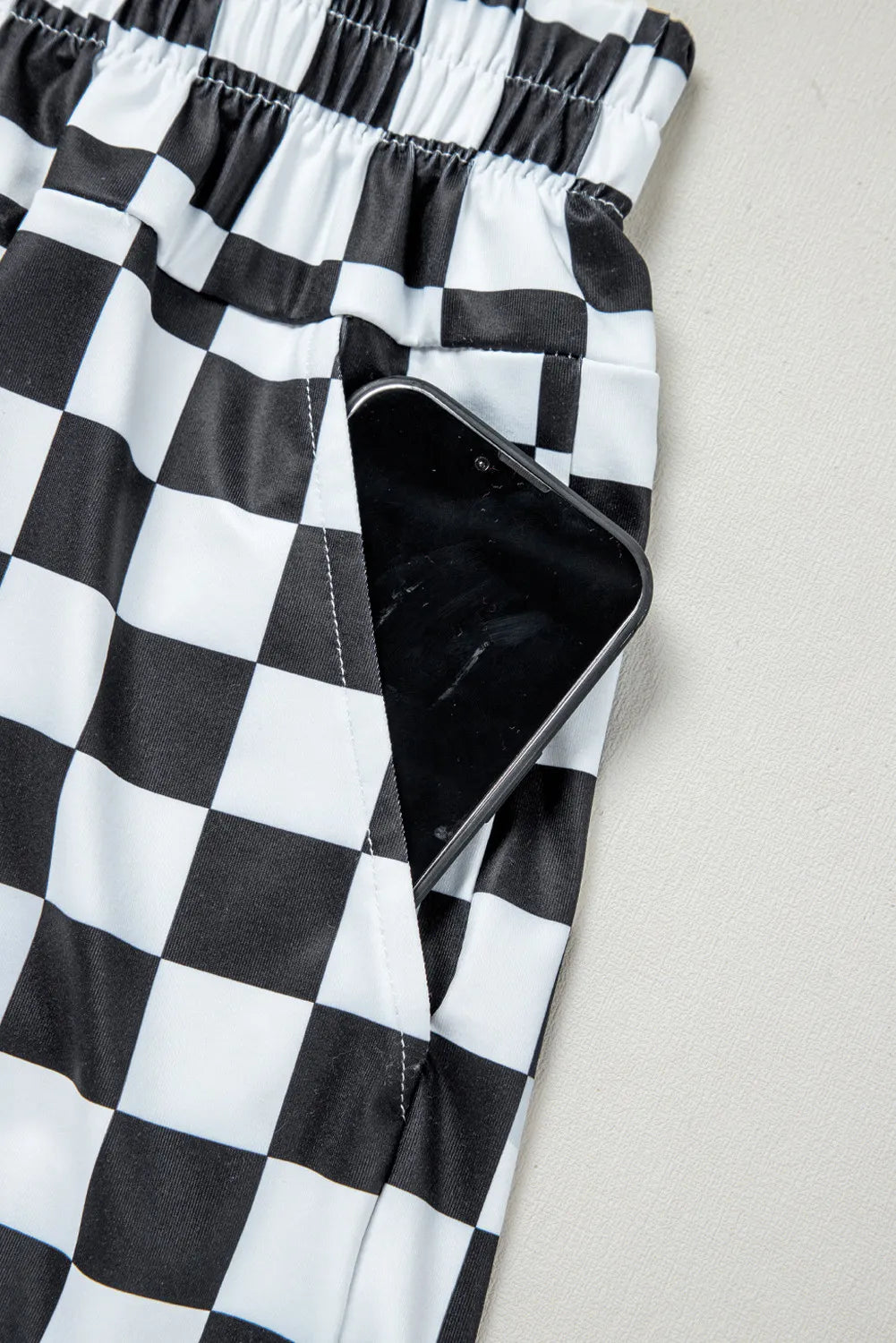 High-Waist Checkered Shorts