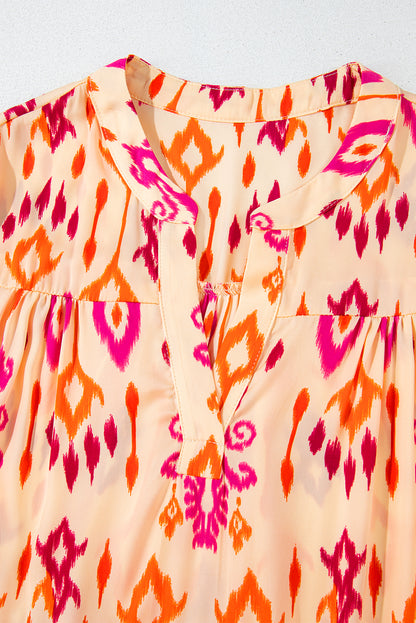Women's Orange Western Abstract Geometric Summer Midi Dress