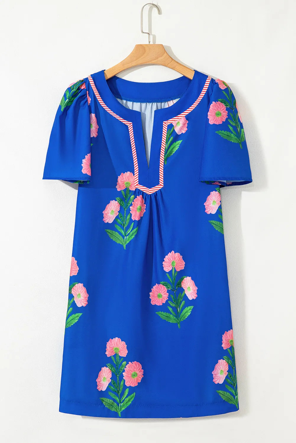 Bloom Pop Split-Neck Mini Dress