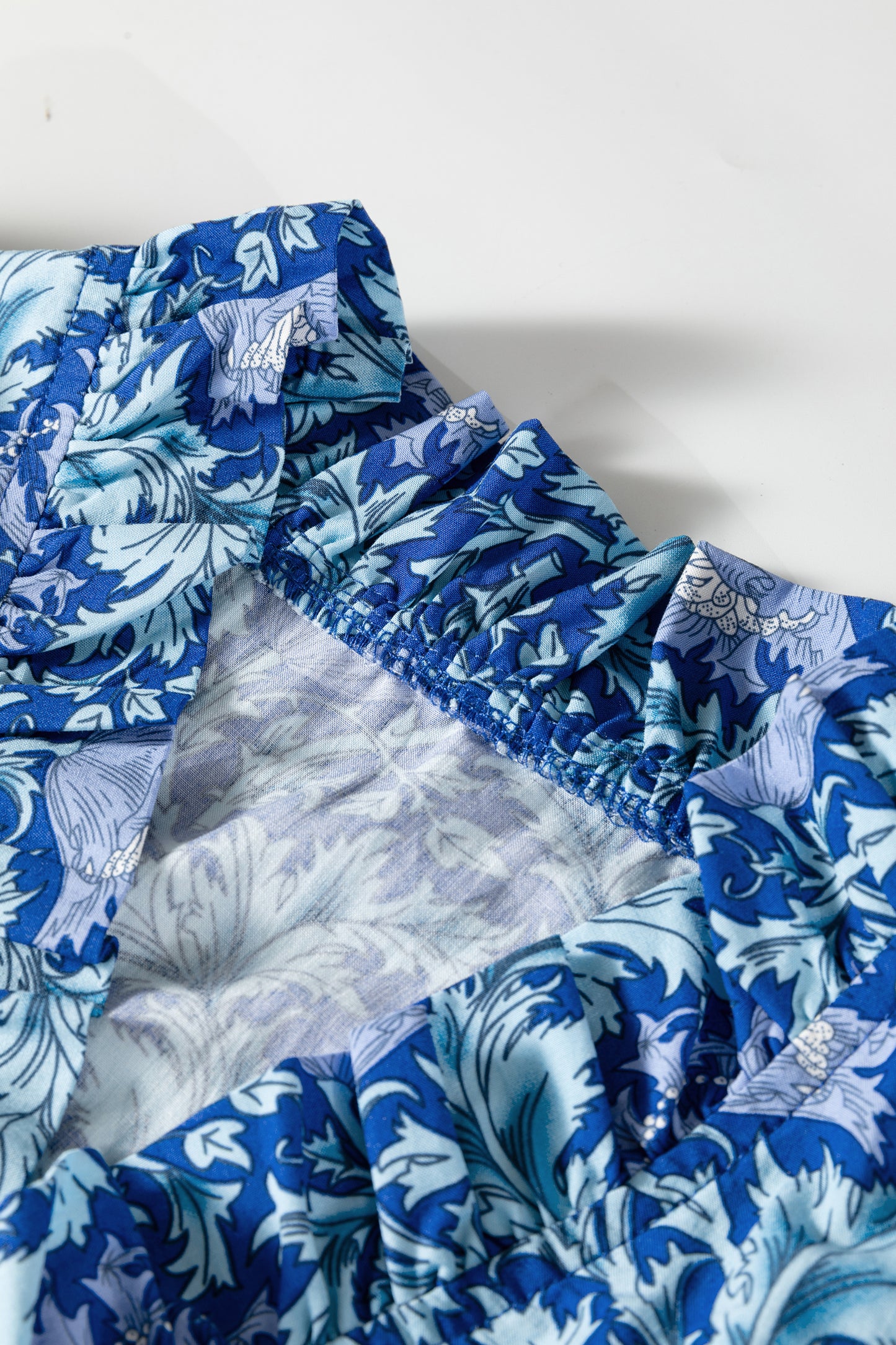 Women's Blue Floral V Neck Summer Midi Dress