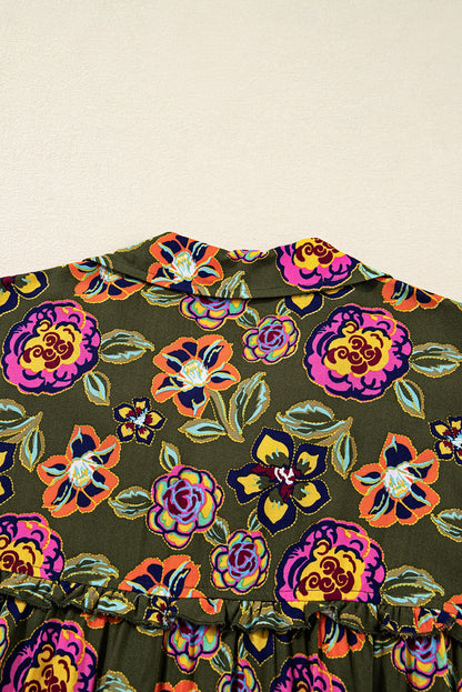 Women's Green Floral Summer Mini Dress