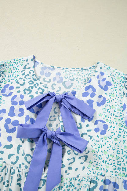 Women's Sky Blue Puff Sleeve Summer Mini Dress