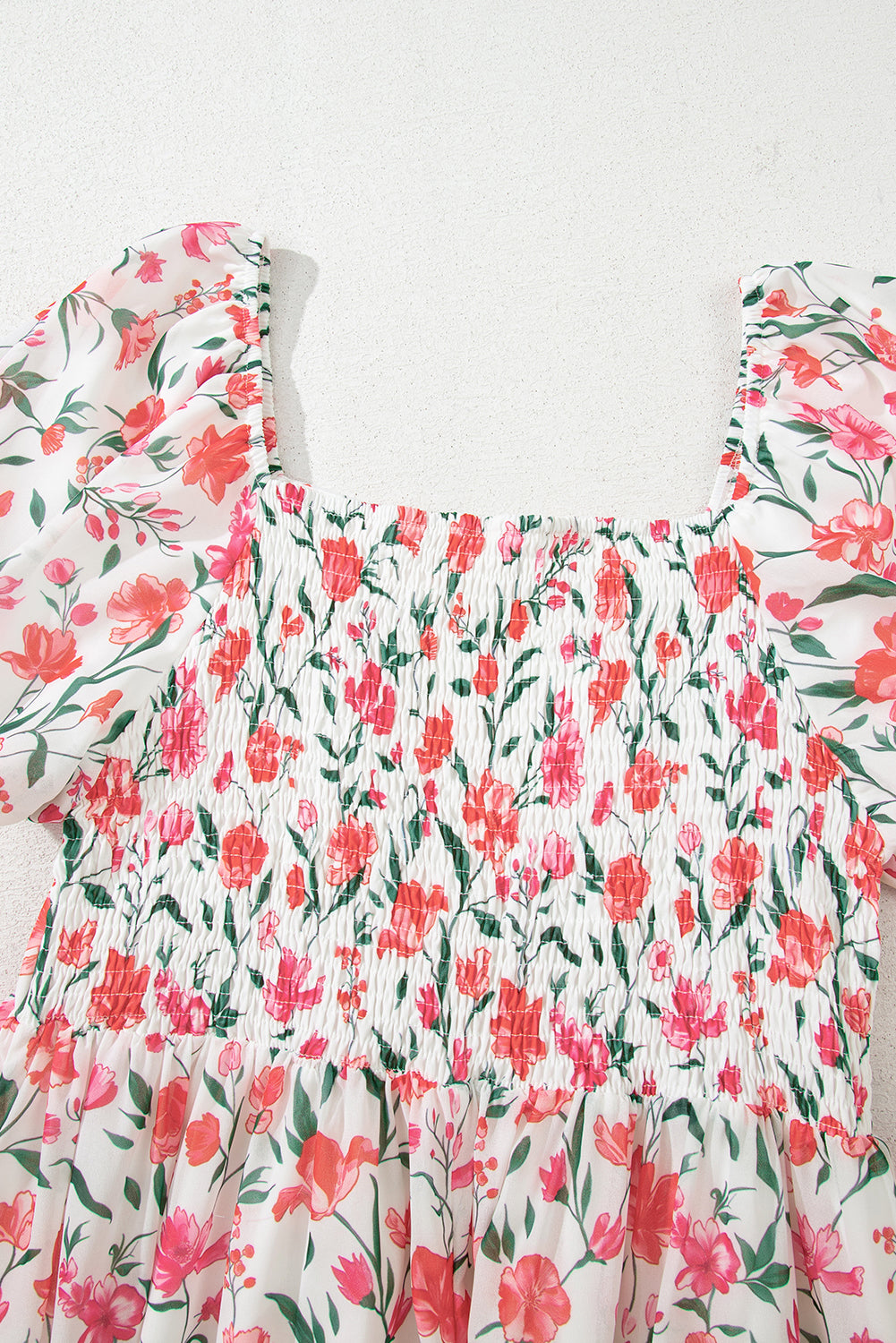 Women's Pink Floral Puff Sleeve Summer Maxi Dress