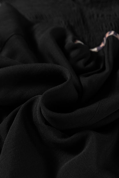 Women's Black V Neck Long Sleeve Summer Maxi Dress