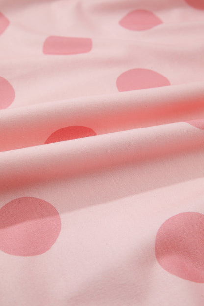 Women's Pink Polka Dot Long Sleeve Summer Mini Dress