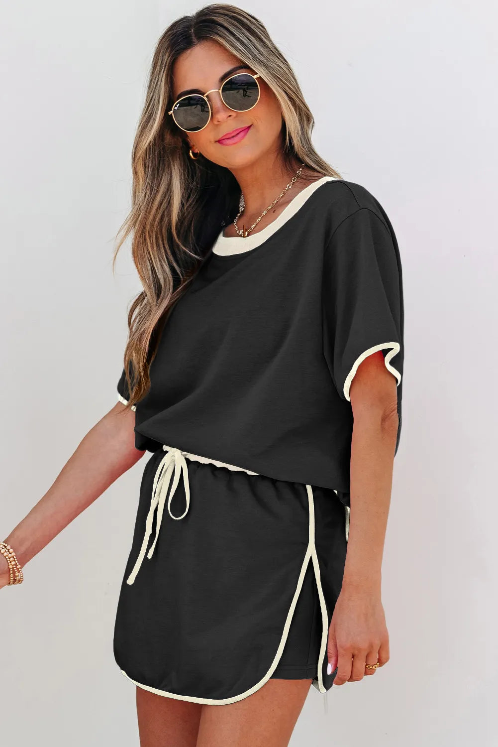 Colourblock Co-ord Set with Drop Shoulder Top and Skort