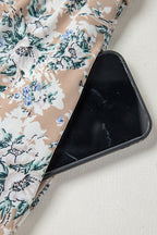 Women's Beige Floral Puff Sleeve Summer Midi Dress