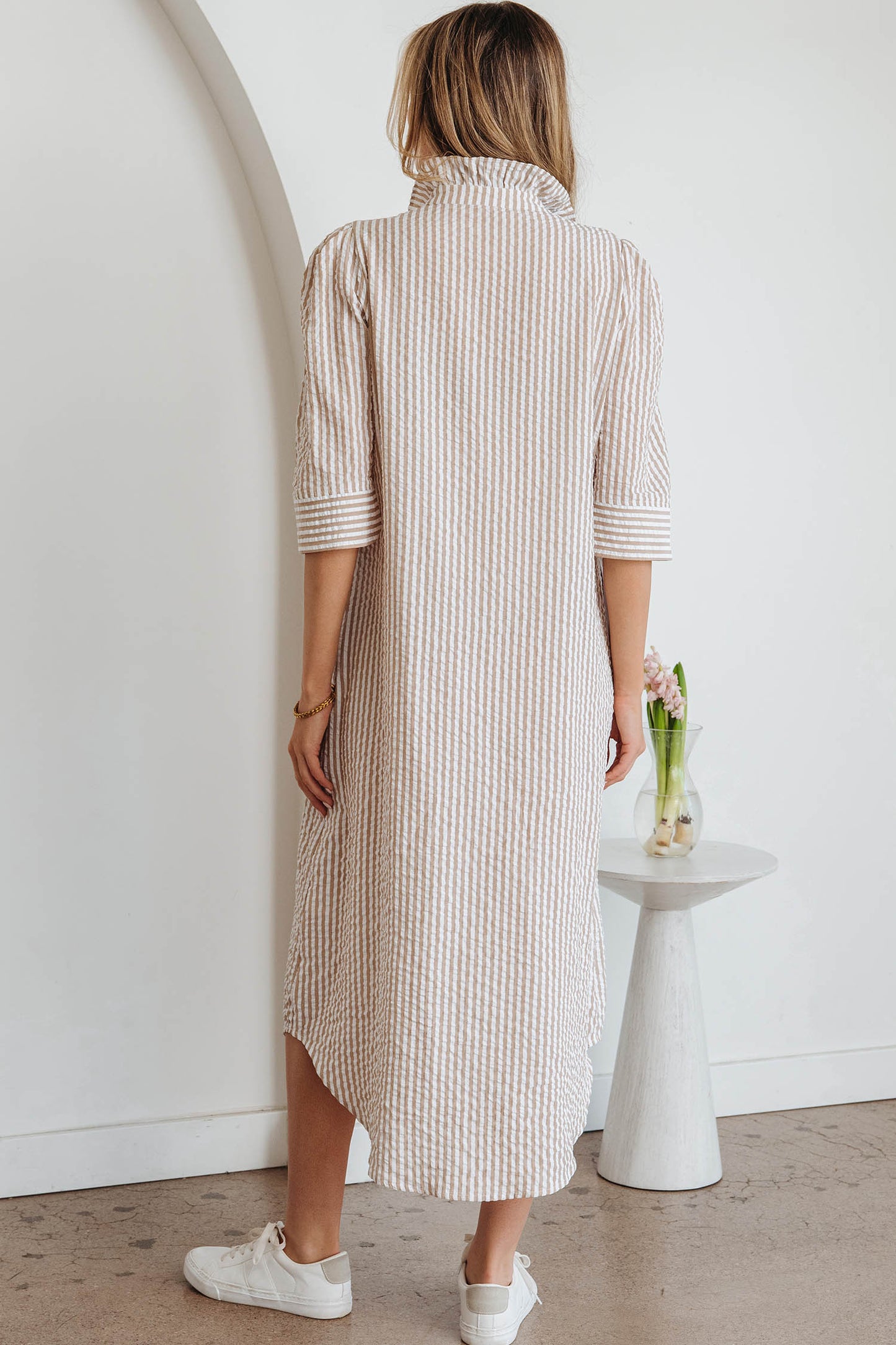 Women's Khaki Stripe Summer Maxi Dress