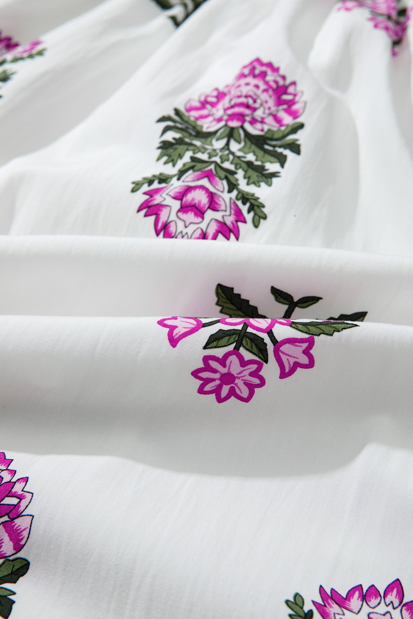Women's White Floral Split Neck Summer Maxi Dress