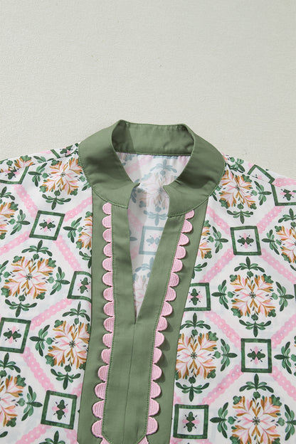 Women's Green Boho Short Sleeve Summer Mini Dress