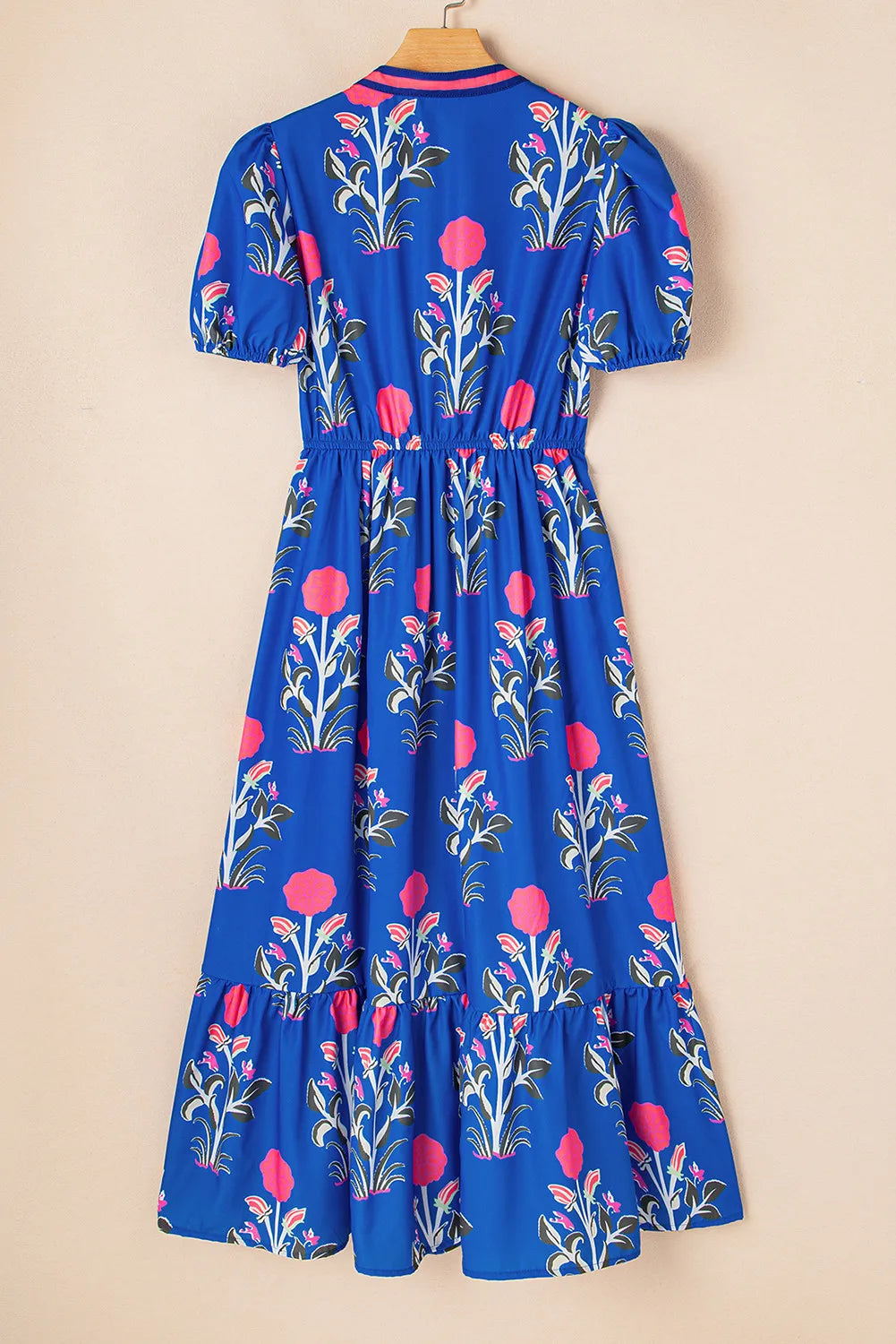 Floral Puff Sleeve Maxi Dress with Pockets
