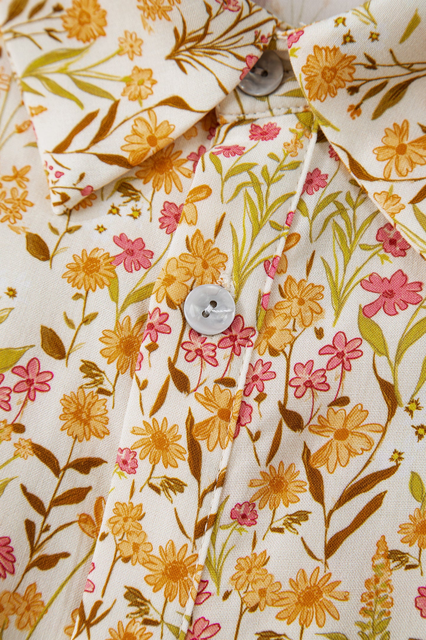 Women's Yellow Floral Long Sleeve Summer Mini Dress