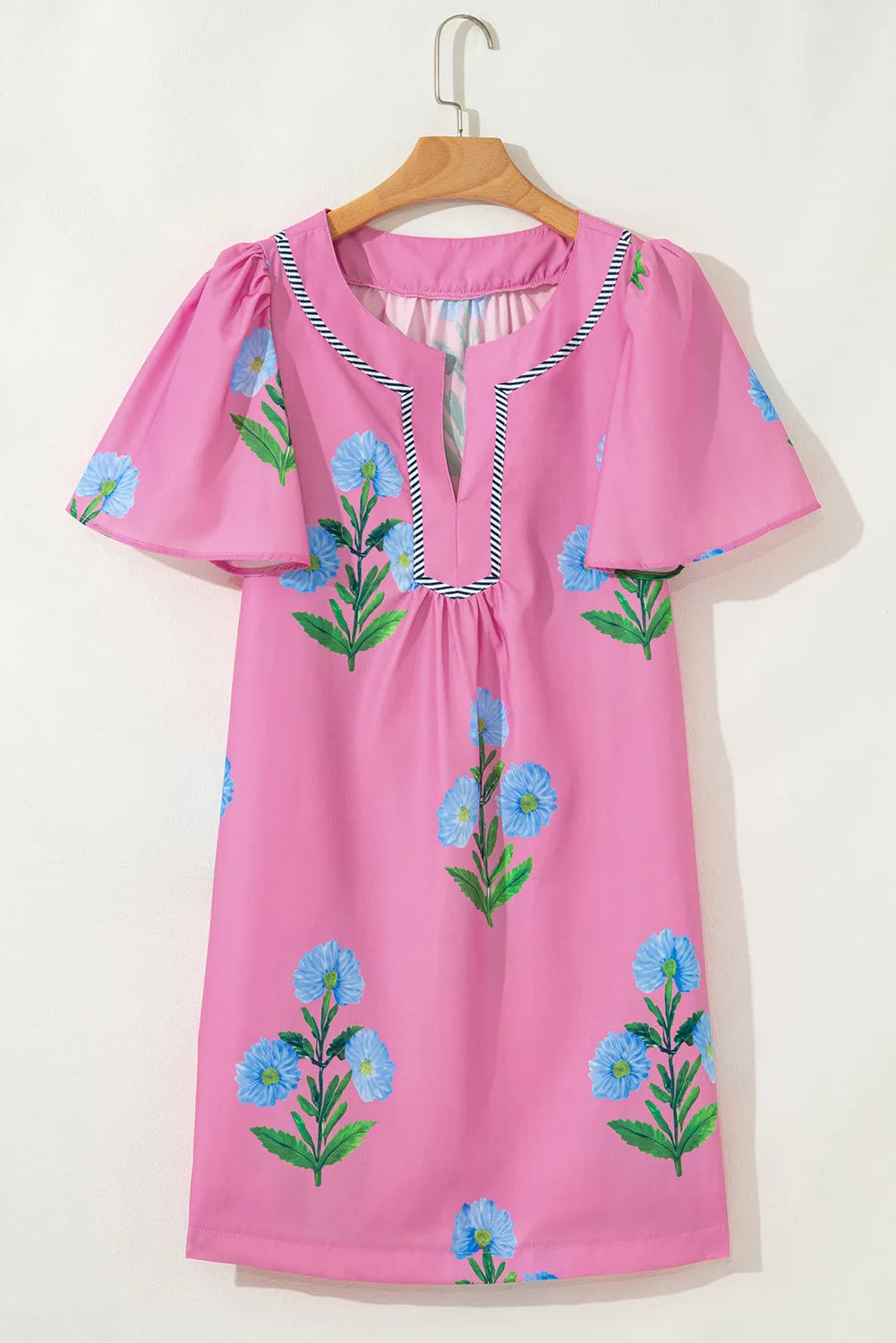 Bloom Pop Split-Neck Mini Dress