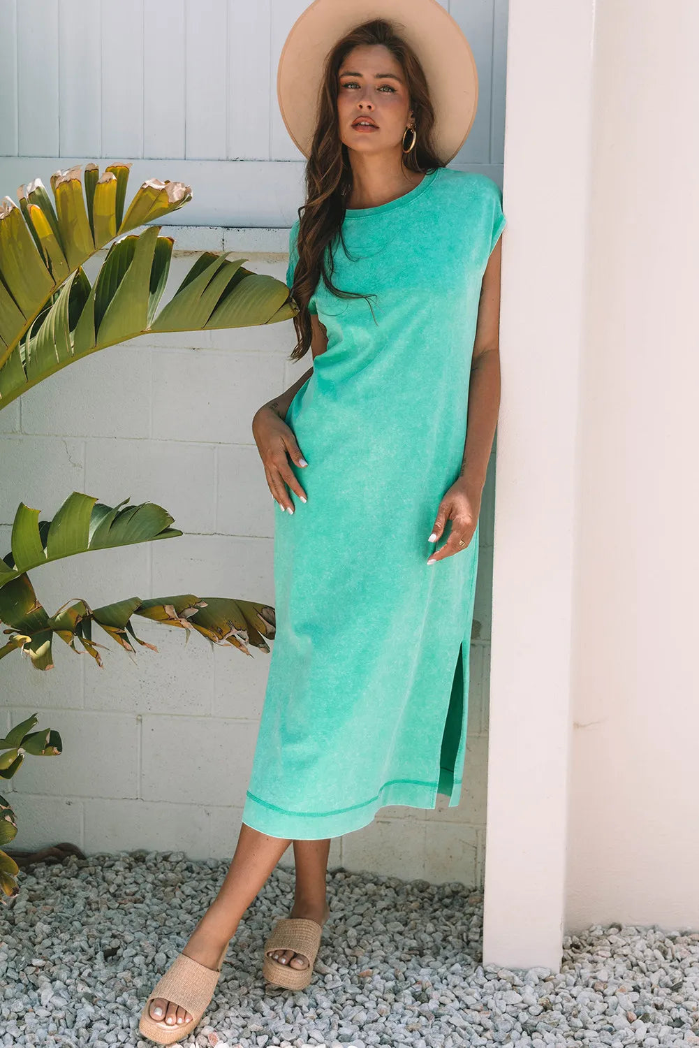 T-shirt Maxi Dress with Side Slits and Pockets