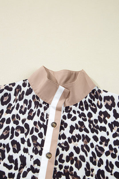 Women's Leopard Print Long Sleeve Summer Mini Dress