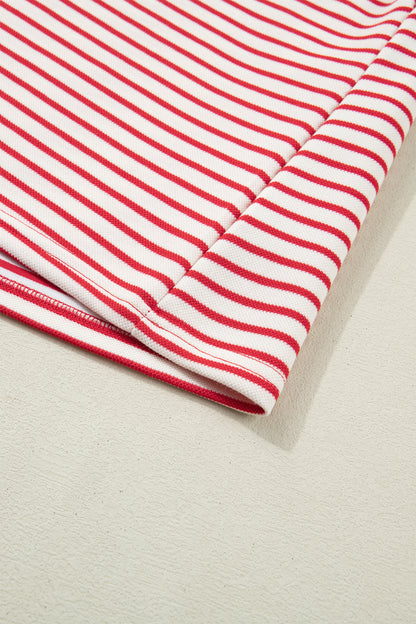 Women's Red Stripe Summer Mini Dress with Pockets