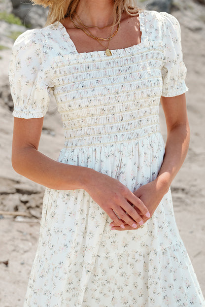 Women's White Floral Summer Maxi Dress