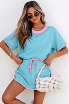 Colourblock Co-ord Set with Drop Shoulder Top and Skort