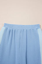 Ribbed Colourblock Co-ord Set with Wide-Leg Trousers