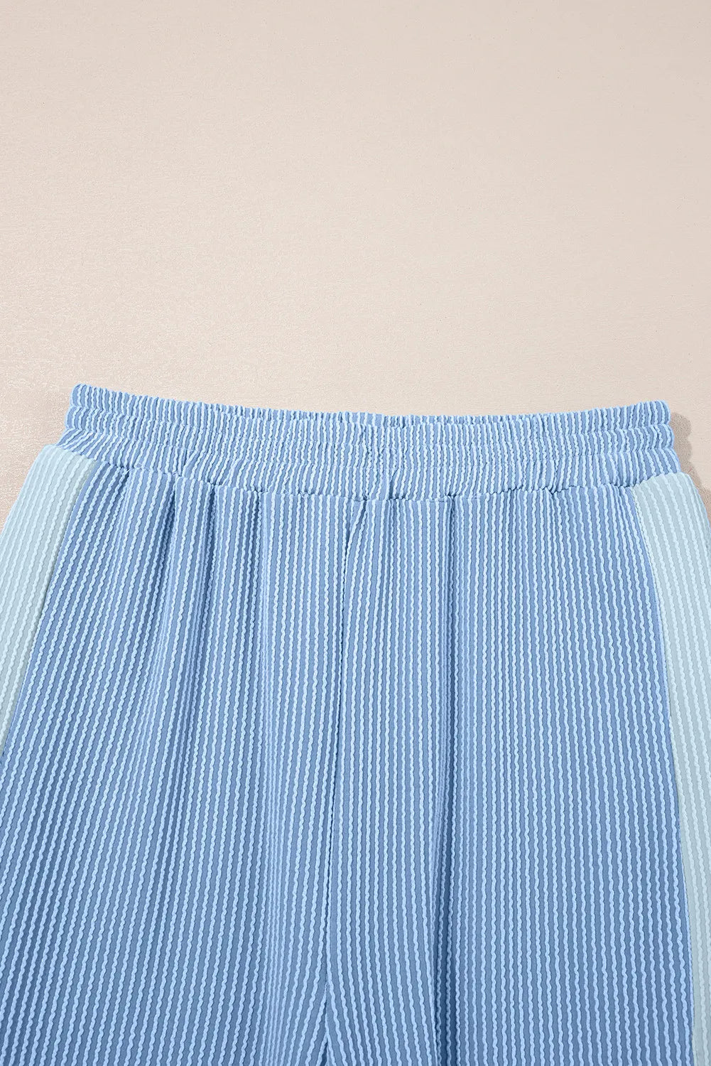 Ribbed Colourblock Co-ord Set with Wide-Leg Trousers