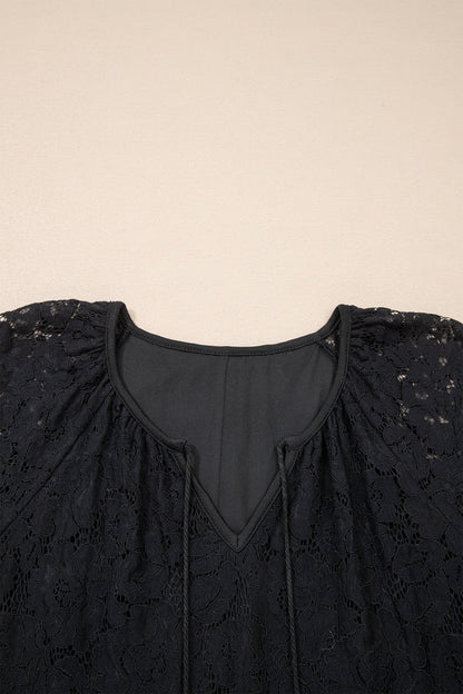 Women's Black Floral Lace Overlay Short Sleeve Summer Maxi Dress