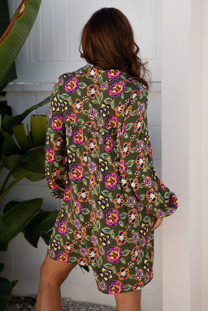 Women's Green Floral Summer Mini Dress
