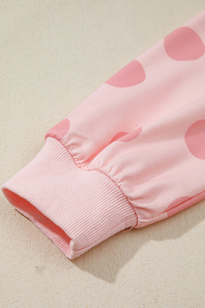 Women's Pink Polka Dot Long Sleeve Summer Mini Dress