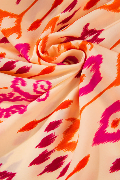 Women's Orange Western Abstract Geometric Summer Midi Dress