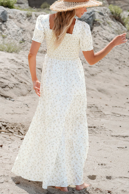 Women's White Floral Summer Maxi Dress