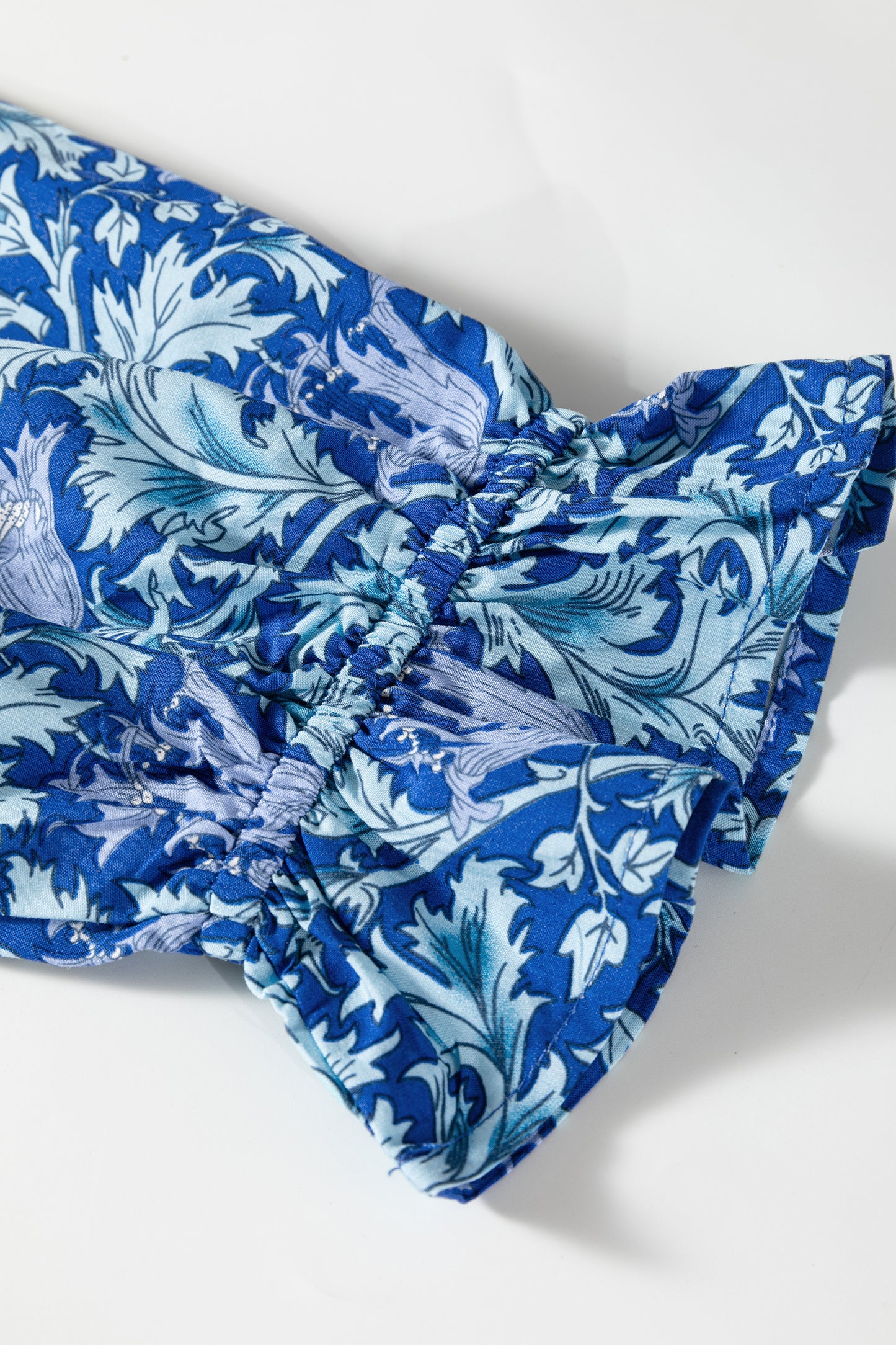 Women's Blue Floral V Neck Summer Midi Dress