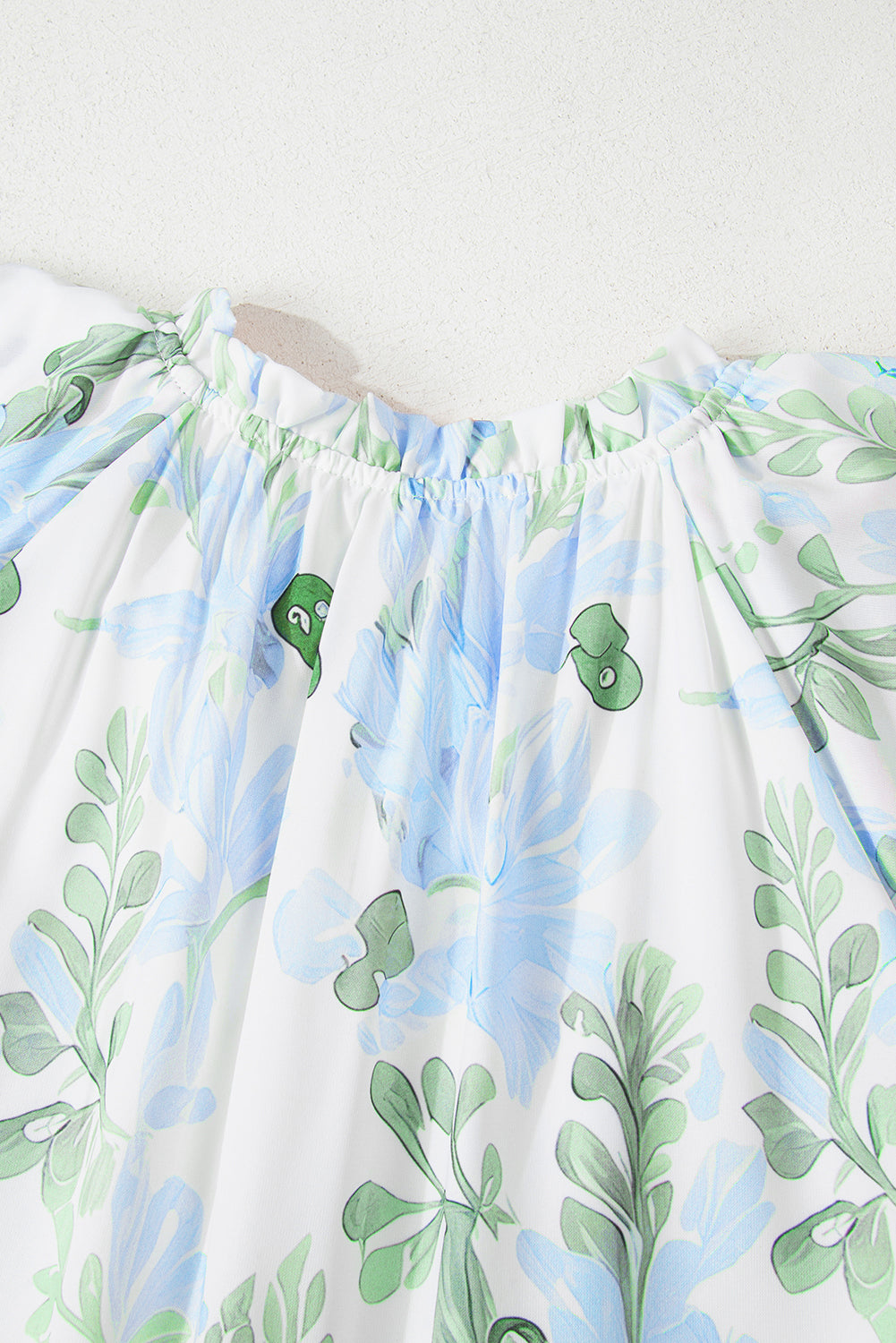 Women's Sky Blue Floral Short Sleeve Summer Mini Dress