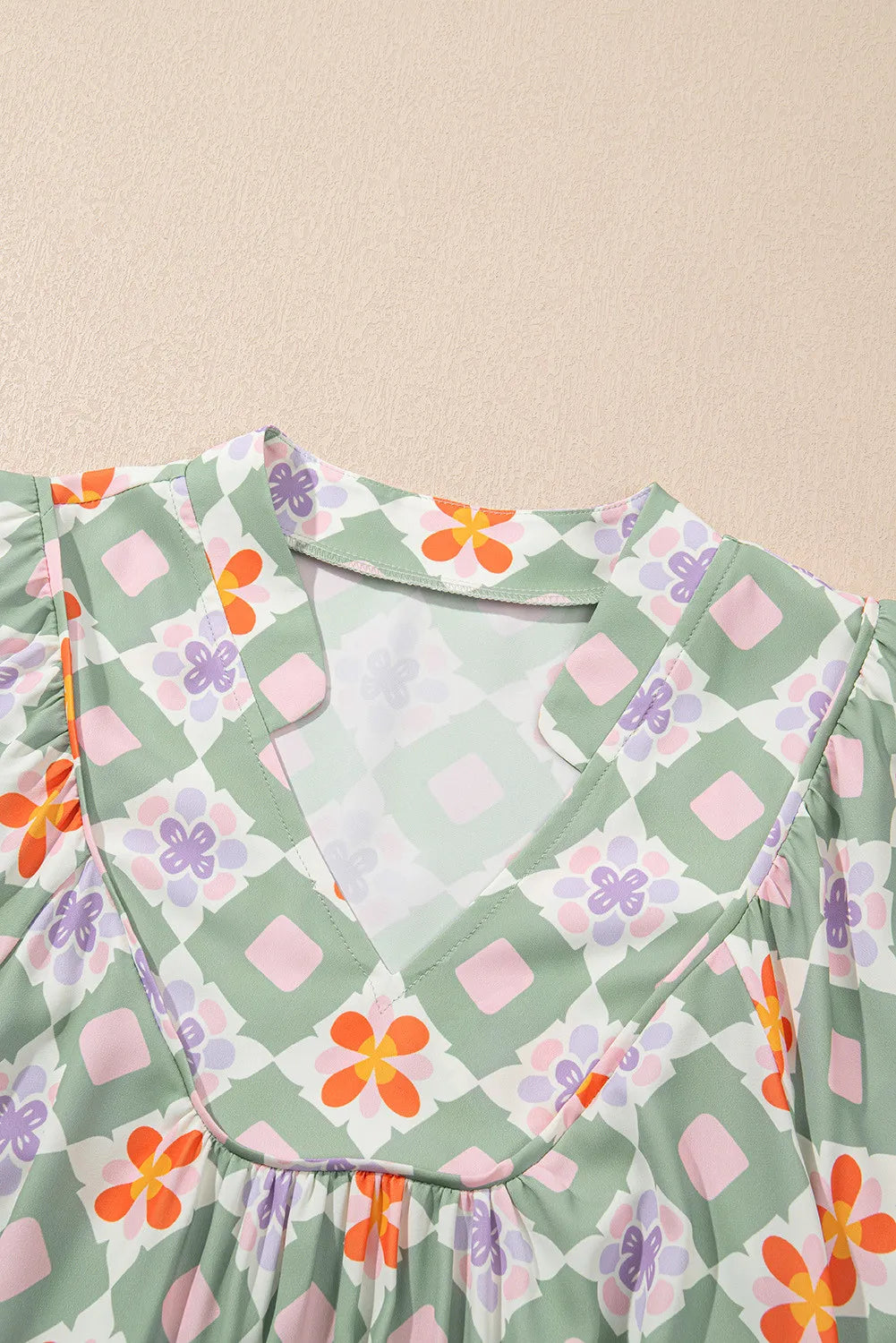 Green Floral Geometric Mini Dress