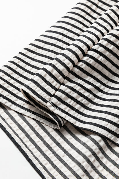 Women's Black Stripe Short Sleeve Summer Midi Dress